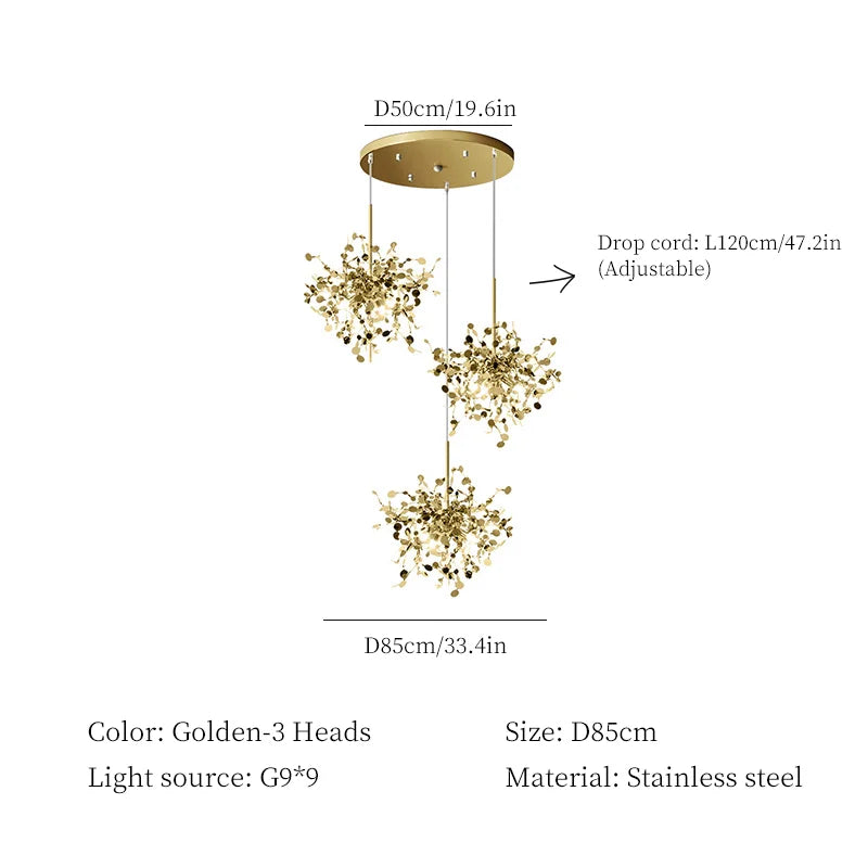 Stainless Steel Hanging Lamps for Ceiling Bar Pendant Lights Restaurant Luxury Chandelier