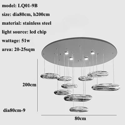 Mercury Collection LED Glass Pendant Lamp - Silver Luxury Designer Lighting