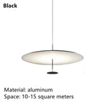 Gold Black Pendant Light for Living Room, Elegant Minimalist Ring Suspension Lamp