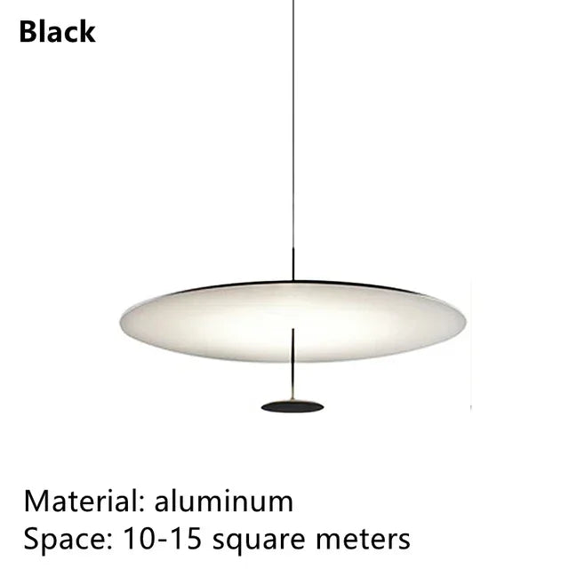 Gold Black Pendant Light for Living Room, Elegant Minimalist Ring Suspension Lamp