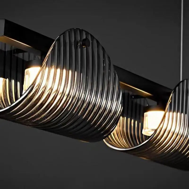 Smoky Gray Glass Chandelier Pendant Light for Luxury Living Room