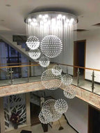 Crystal Ball Chandelier: Modern LED Spiral Pendant Light for Staircase, Living Room, Lobby