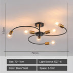 Vintage Industrial Rod Iron Ceiling Chandelier for Living Room Lighting