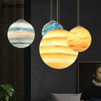 Moon Resin Ball Planet Pendant Light | Children Room Hanging Lamp