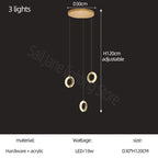 Modern Ring Chandelier for Living Room, Dining Room, Bedroom - Villa Attic Lighting