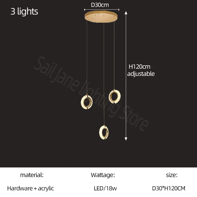 Modern Ring Chandelier for Living Room, Dining Room, Bedroom, Kitchen, and Attic