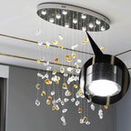 Stone LED Pendant Chandelier: Modern Luxury Crystal Lighting for Living Room