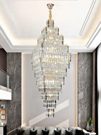 Crystal Large Chandelier for Villa Duplex Loft Stairs, Elegant Hall Pendant Light