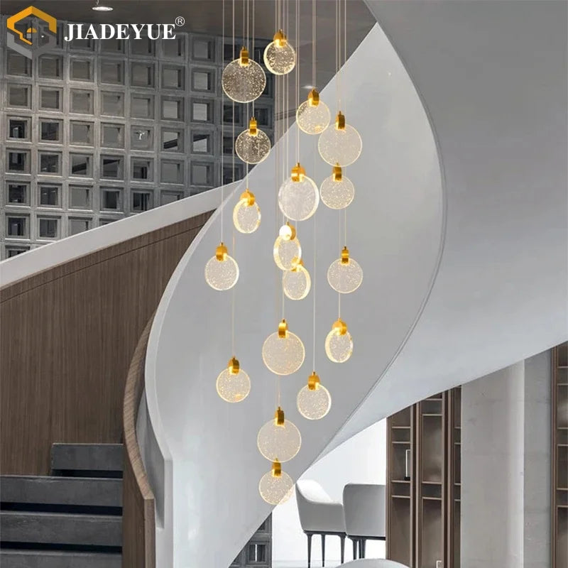 Crystal Spiral Chandelier LED Modern Minimalist Staircase Living Room Light