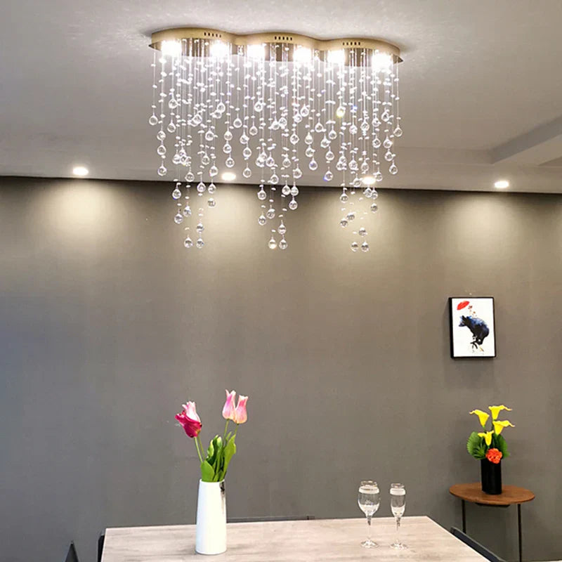 Oval Crystal Chandeliers for Living Room and Bar Lighting