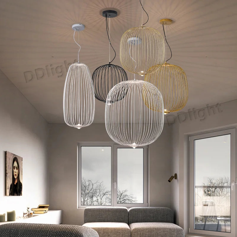 Spokes Pendant Lamp: Modern Birdcage Light for Dining Bar Kitchen Island