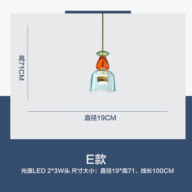 Nordic Glass Candy Pendant Lights for Living Room Bedroom Children Decor