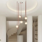 Modern Leather Chandelier LED Staircase Pendant Lamp for Hotel Living Room