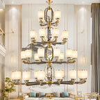 Chinese Jade Chandelier | Modern Duplex Villa Lighting