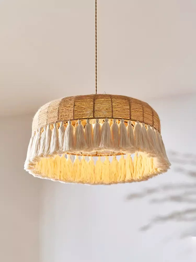 Hemp Rope Ceiling Chandelier: Japanese-Inspired Twine Pendant Lights for Home Decor