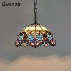 Stained Glass Pendant Lights: Baroque Style LED Kitchen Lighting Fixtures