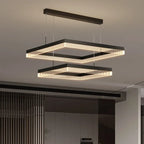 Minimalist Black Square Frame LED Chandelier for Living Room