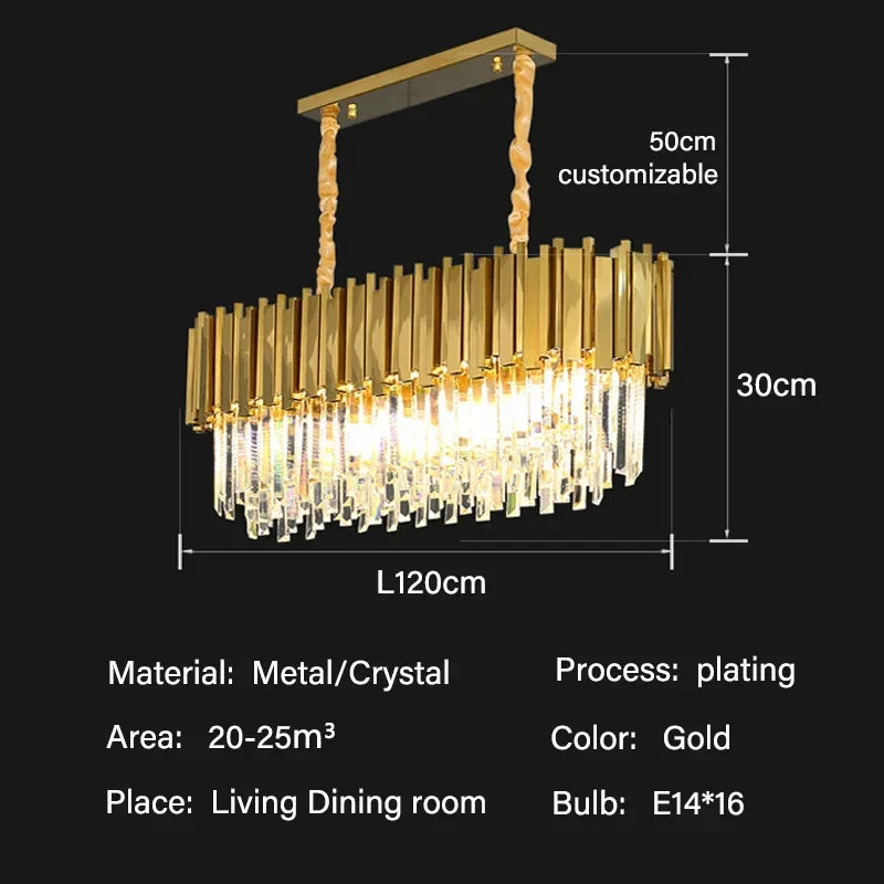 Crystal Oval Round Chandelier: Luxury Nordic Modern LED Lighting for Home and Bar