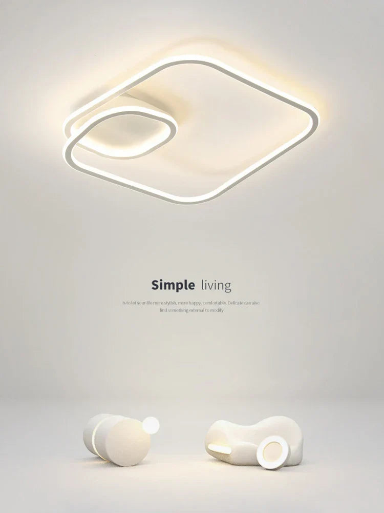 Square LED Ceiling Lamp Dimmable for Bedroom Living Room Modern Home Decor Fixtures