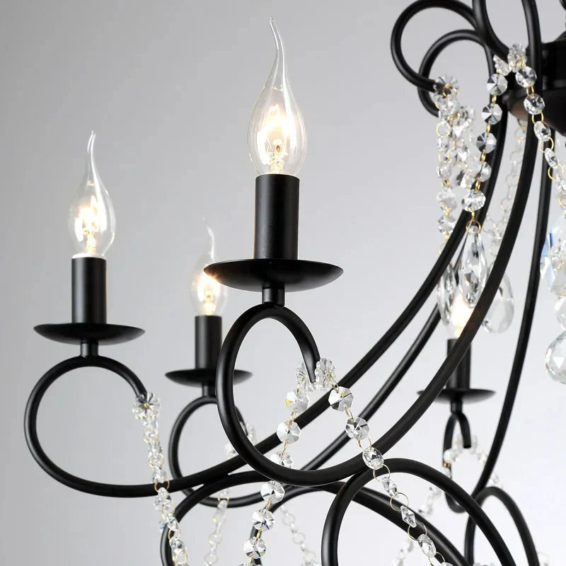 Iron Crystal Chandelier: Modern Luxury Industrial Style for Home Living/Dining Room
