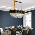 Crystal LED Pendant Chandelier, Luxury Black Lighting for Bedroom, Living, Dining Room