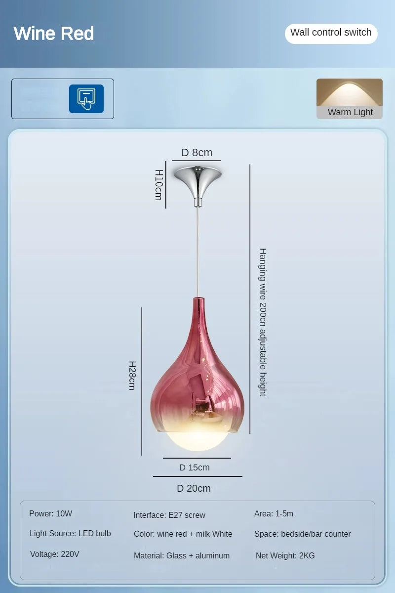 LED Water Droplet Ceiling Chandelier - Modern Bedroom Pendant Lamp