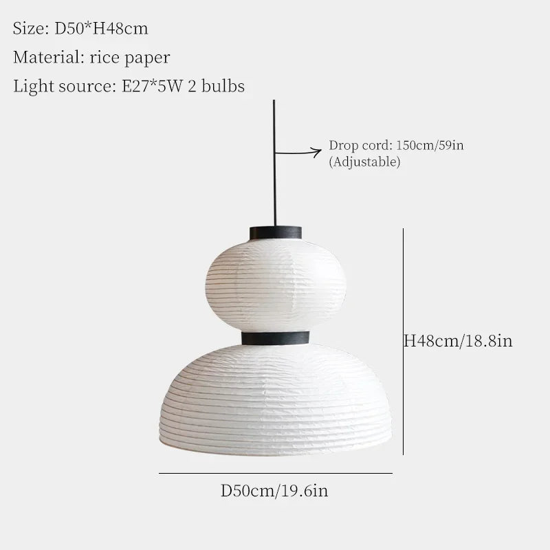 Wabi Sabi Rice Paper Chandelier Pendant Lamps | Japan Style LED Ceiling Light