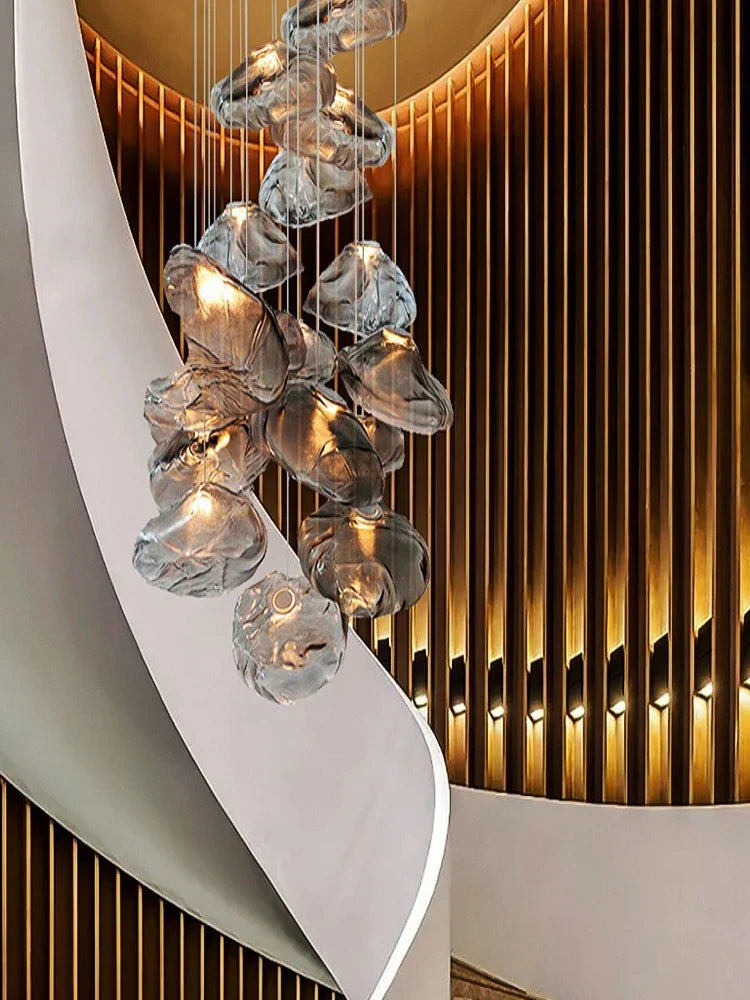 Modern Loft Glass Pendant Lights Chandeliers for Living Room Stairwell Lighting