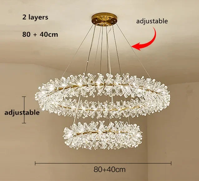 Luxury K9 Crystal Chandelier with LED Lighting for Living, Dining, and Bedroom