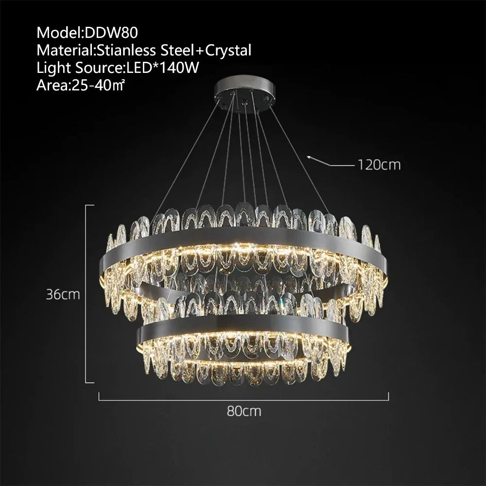Crystal LED Chandelier: Luxury Living Room Pendant Light with Modern Design