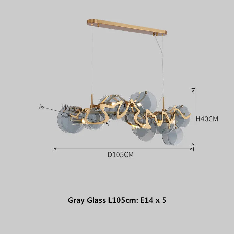 Glass Lustre Gold Iron Pendant Light for Modern Dining Room