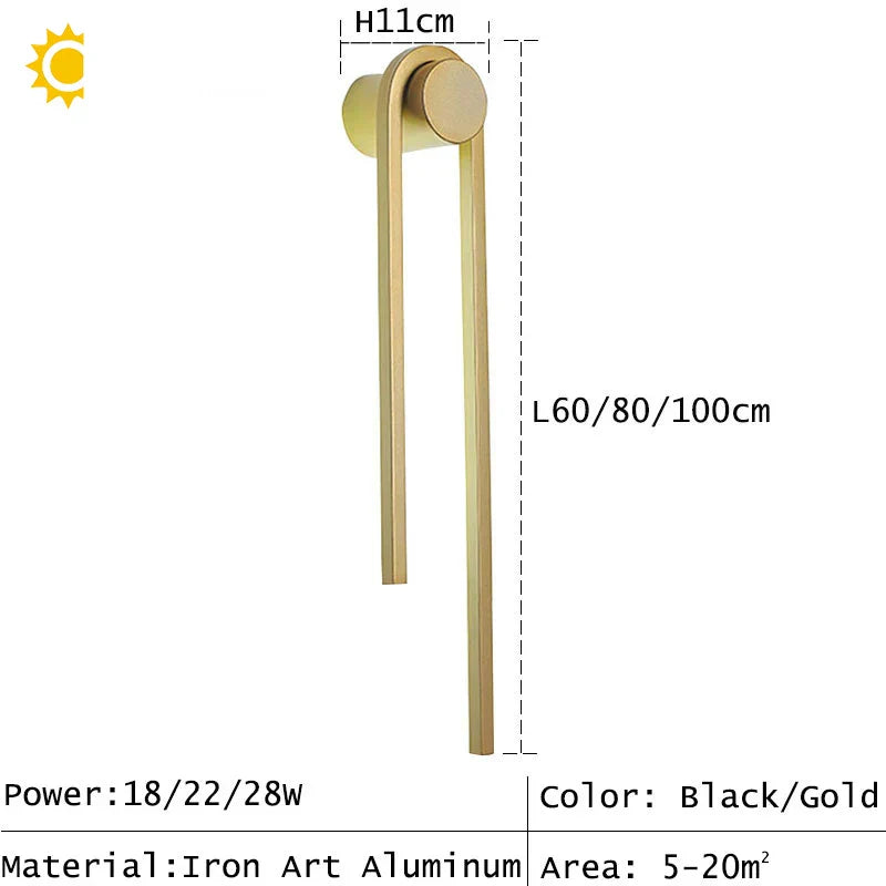 U-Shaped Wall Lamp: Industrial Black Gold Lighting for Home Decor