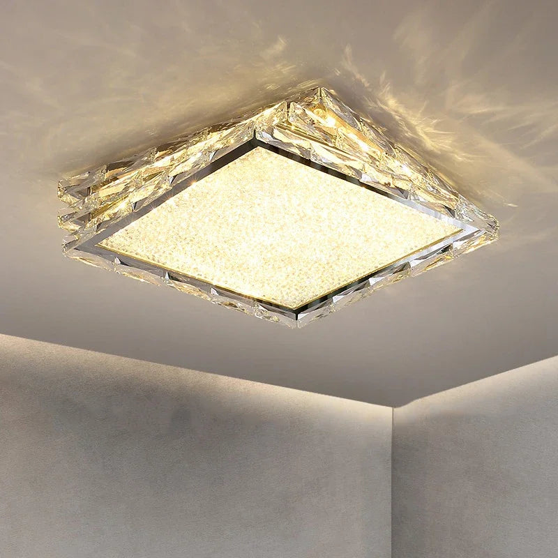 Crystal Ceiling Lamp: Nordic Gold LED Light for Bedroom, Hotel, Office, Living Room.