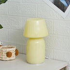 Apollo Mushroom Glass Table Lamp - White Glass Bedside Night Light