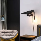 Designer Bird Wall Lamp Modern Resin White Black LED Light Bedroom Living Room