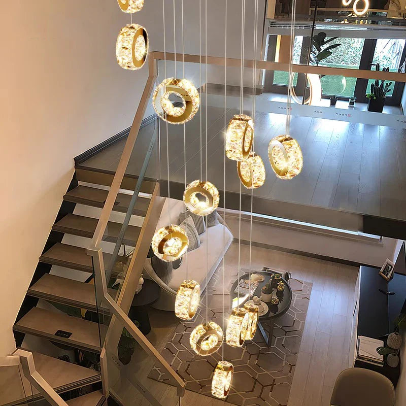 Crystal Chandelier Stair Pendant Lamp Living Room Pendant Lights Interior Lighting