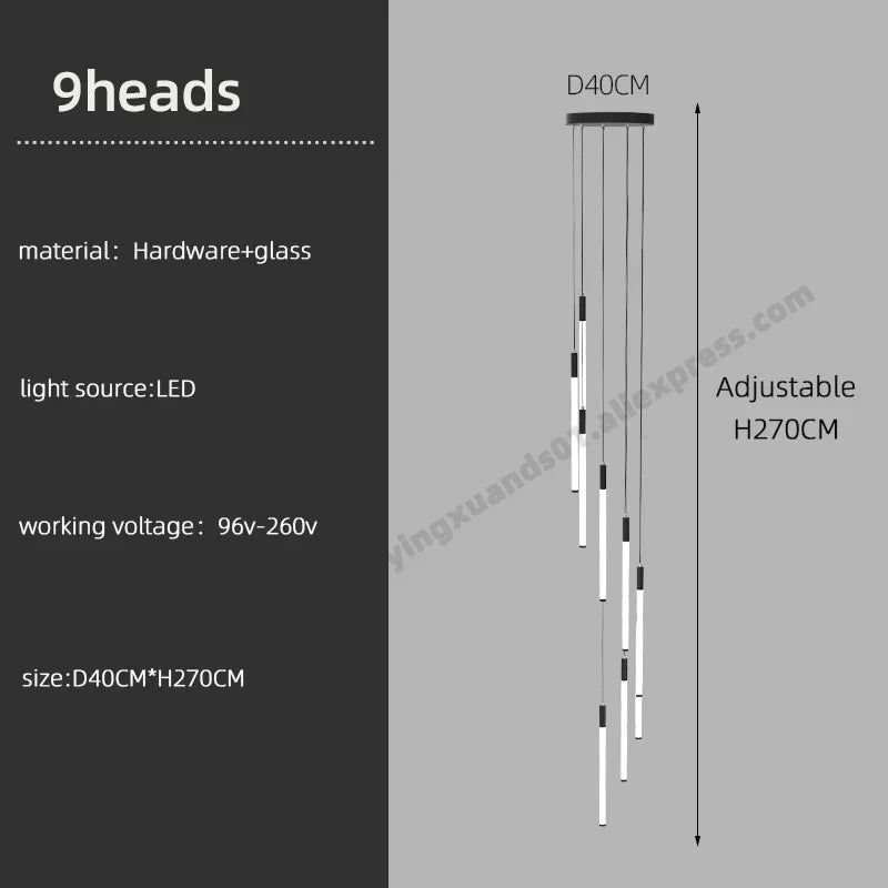 Modern LED Chandelier Pendant Light for Loft Staircase Lighting