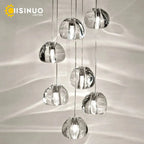 Crystal Ball Chandelier: Long Adjustable Staircase Pendant Light perfect for Home & Restaurant