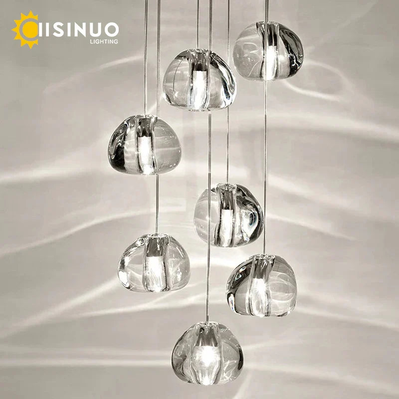 Crystal Ball Chandelier: Long Adjustable Staircase Pendant Light perfect for Home & Restaurant