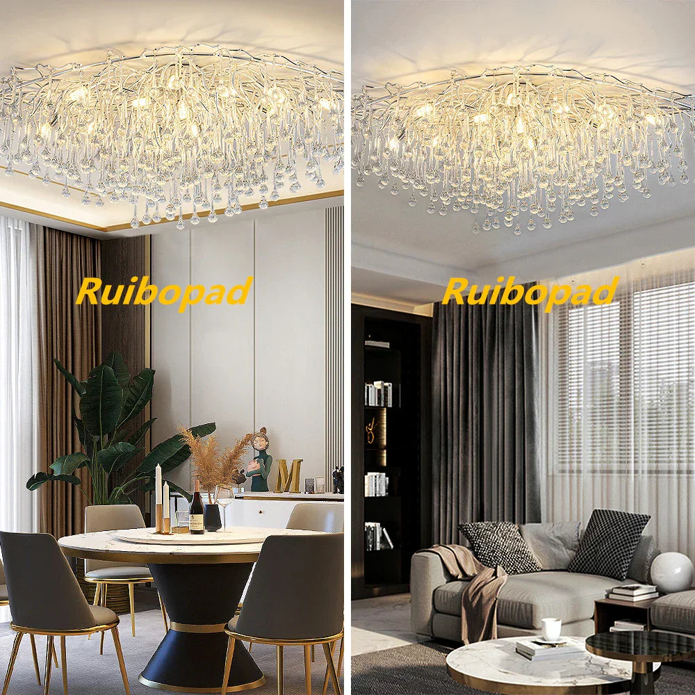 Teardrop Crystal Ceiling Chandelier - Modern Luxury Branch Crystal Chandeliers