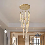 3W Round Stairs LED Chandelier: K9 Crystal, Metal Fixture, DIY Lamp for Villa