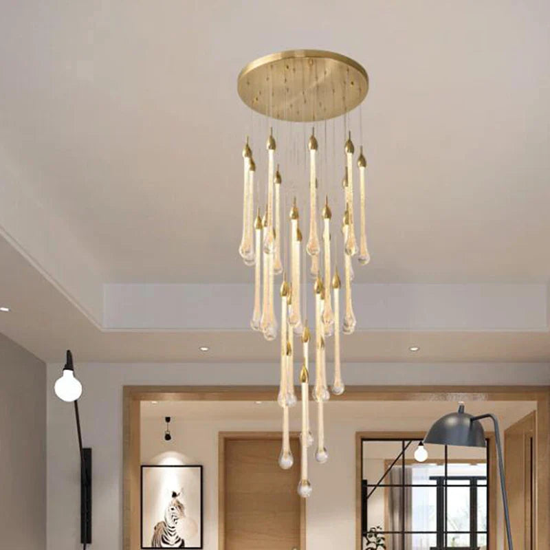 3W Round Stairs LED Chandelier: K9 Crystal, Metal Fixture, DIY Lamp for Villa