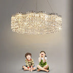 Luxury Crystal Pendant Lights Dimmable LED Foyer Chandelier
