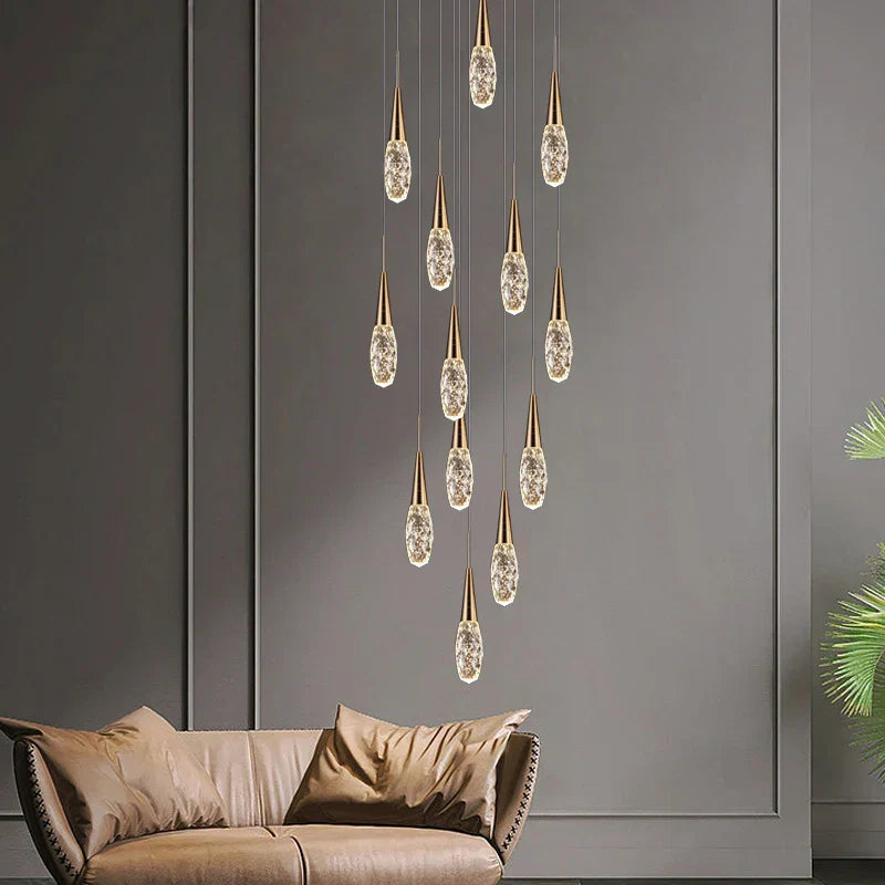 Crystal Penthouse Chandelier: Luxury Staircase Pendant Light for Modern Living Room & Loft