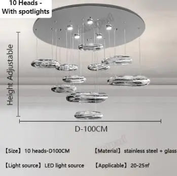 Mercury Collection LED Glass Pendant Lamp - Silver Luxury Designer Lighting