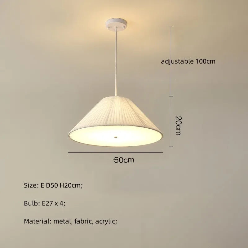 Modern White Fabric Chandelier Pendant Light Fixture