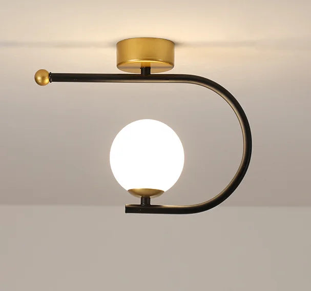 Gold Glass LED Ceiling Light Simple Home Decor Living Room Bedroom Fixture