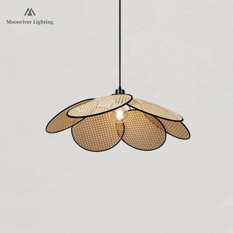 Rattan Chandelier Korean Style Pendant Light for Home Decor and Kitchen