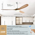 52 Inch Wood Blade Ceiling Fan with Remote Control and Lights