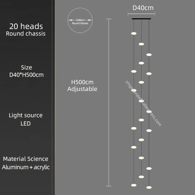 Modern Nordic LED Ceiling Chandelier for Home Living Room Staircase Lighting